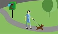 Afbeelding van een vrouw met hond Afbeelding van een vrouw met hond
