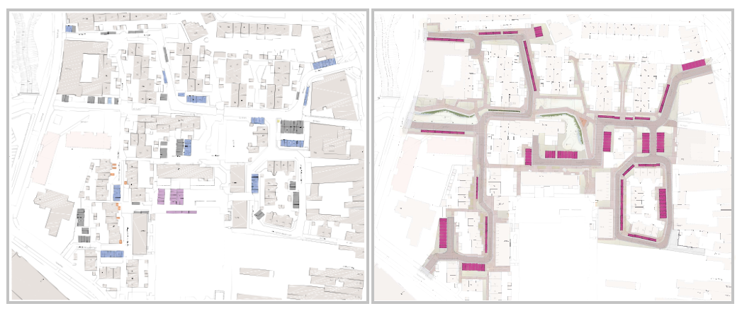 Oude en nieuwe parkeersituatie De Waart