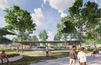 Impressie van het horecapaviljoen in het Burgemeester Geukerspark Impressie van het horecapaviljoen in het Burgemeester Geukerspark
