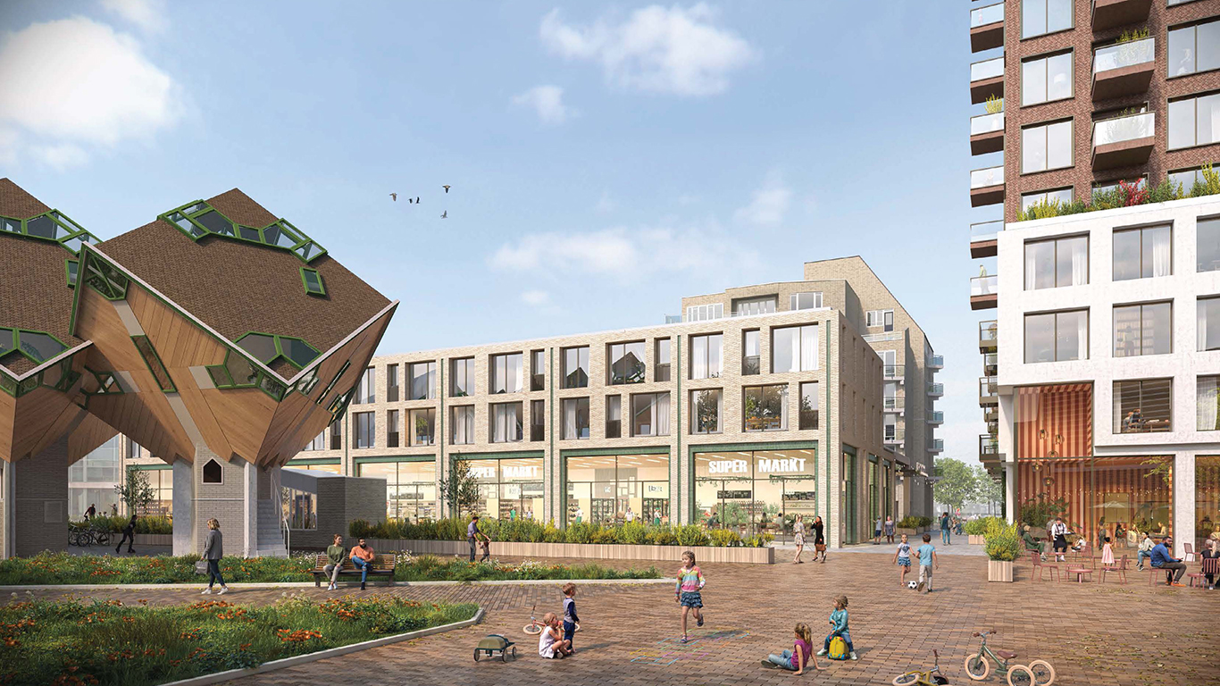 Impressietekening Piet Blomplein