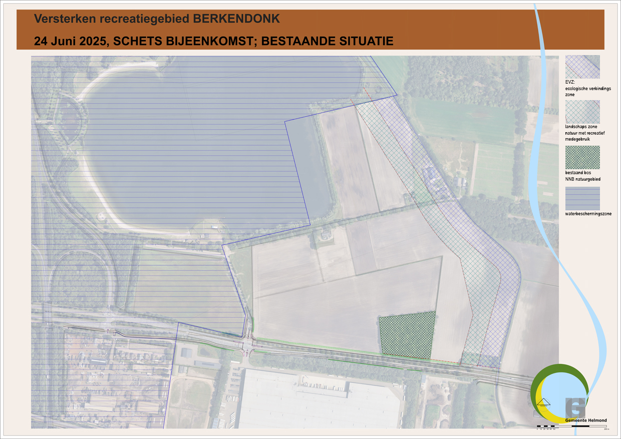 Kaart van het gebied Berkendonk met zones waar bij de planvorming rekening mee wordt gehouden.